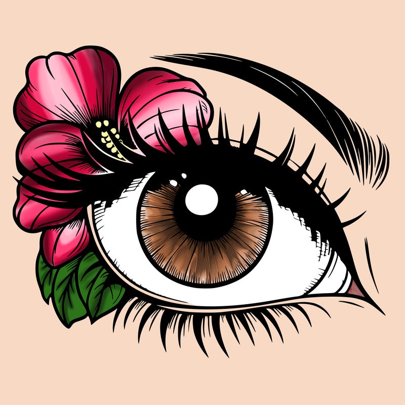 realistic eye with flower