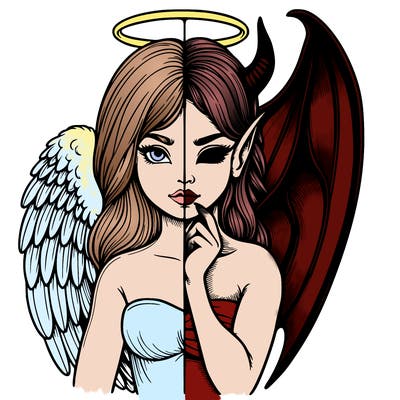 realistic angel half demon