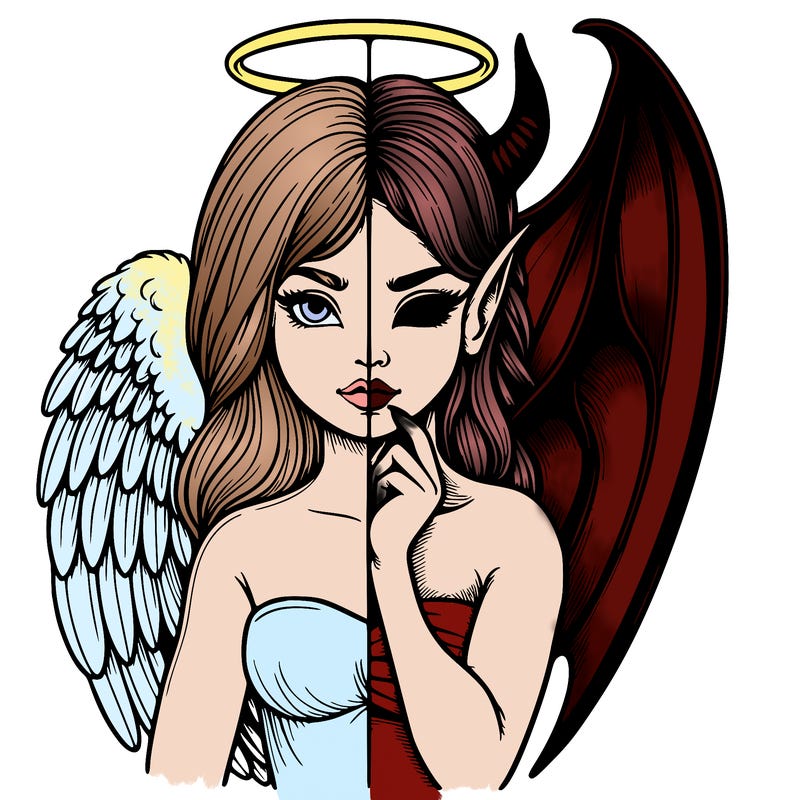 realistic angel half demon