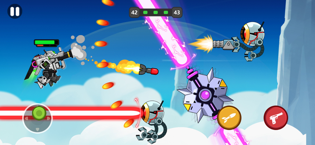 Mech Warrior: Battle Game - Action packed gameplay of a mech warrior fighting flying alien robots in the sky