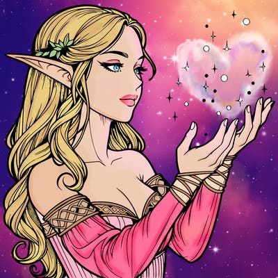 realistic elf girl doing magic