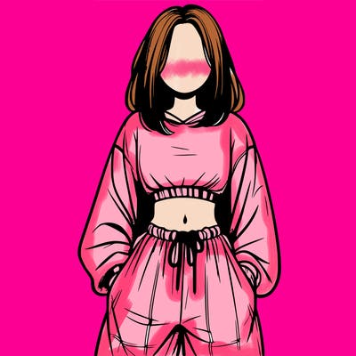 realistic girl faceless with baggy pants and a crop top