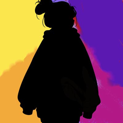 realistic girl with a oversized sweatshirt on and a bun