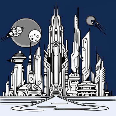 futuristic city%2c very thin lines