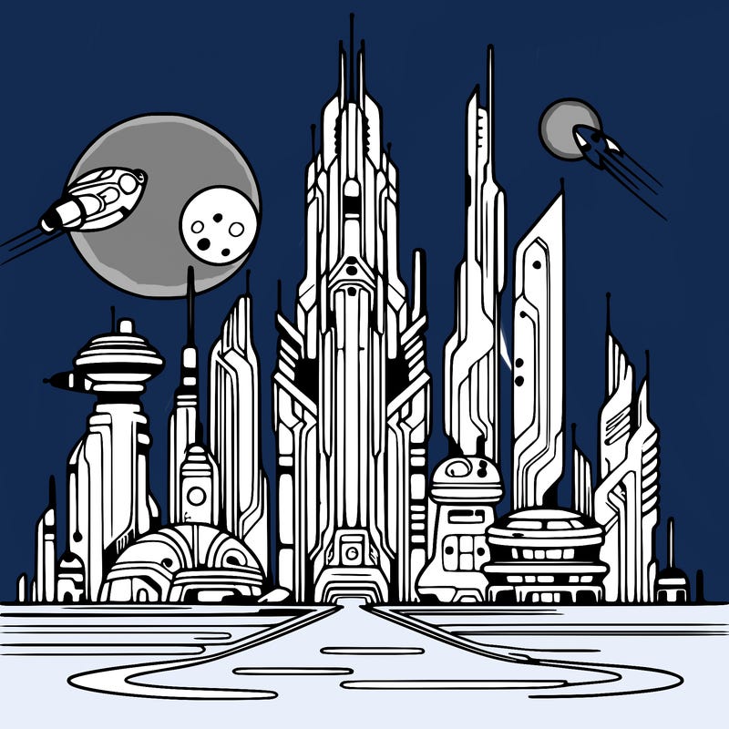 futuristic city%2c very thin lines