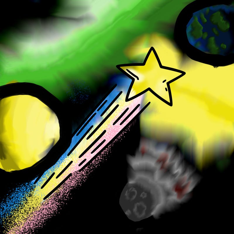 a shooting star in the sky