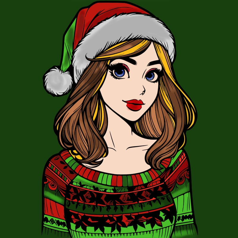 realistic lady in a christmas sweater