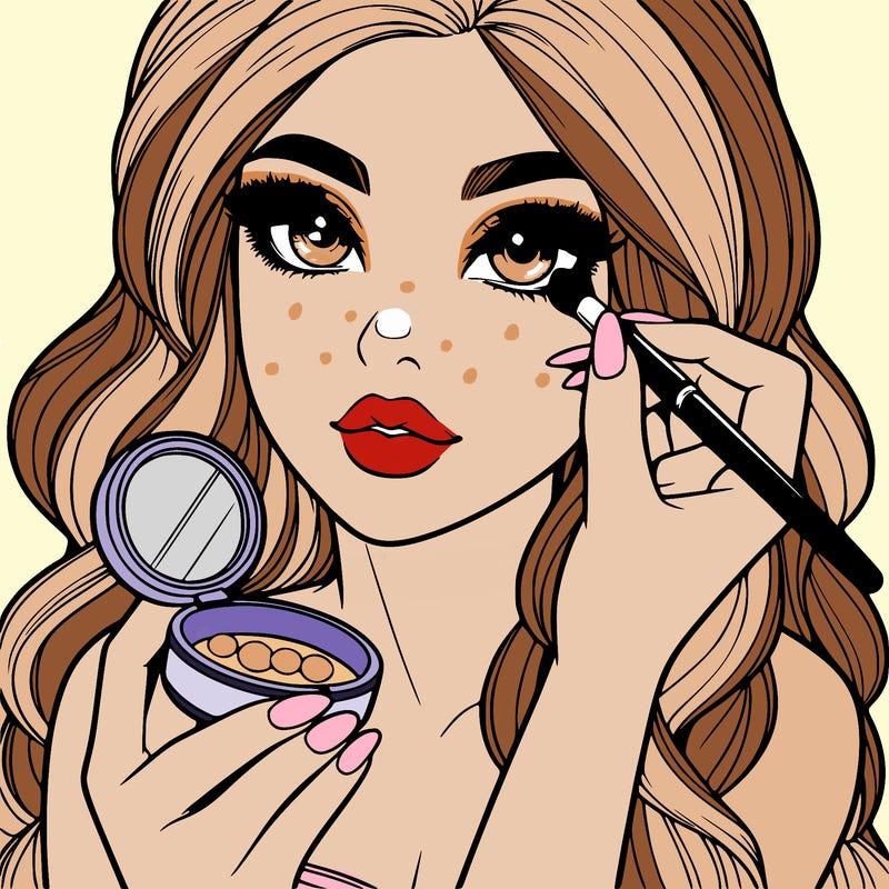 realistic girl doing makeup