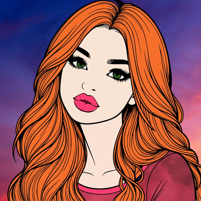 realistic girl with hair on her hair and lips