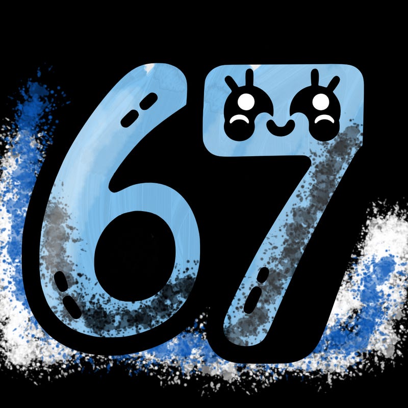 the numbers 67