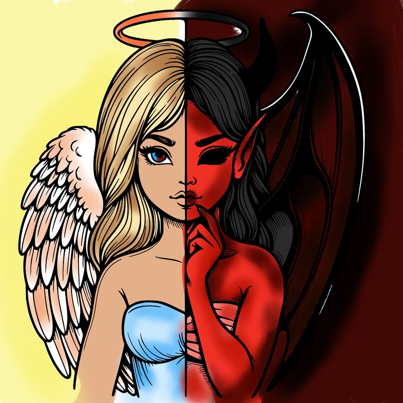 realistic angel half demon