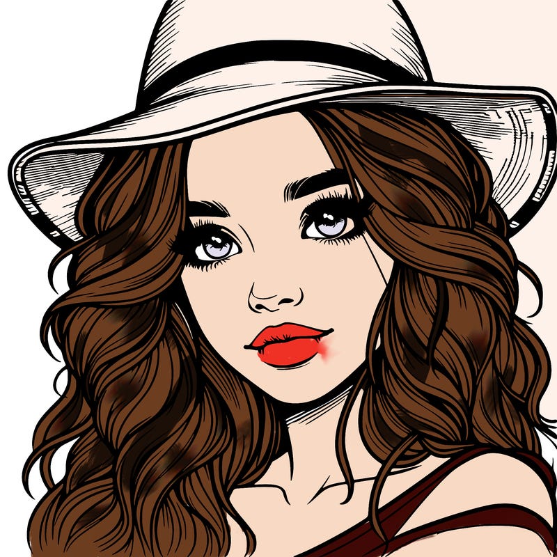 realistic girl with hat