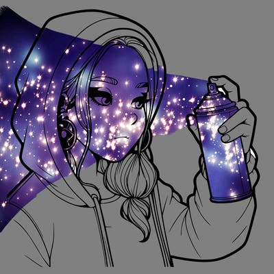 a realistic girl, spray painting