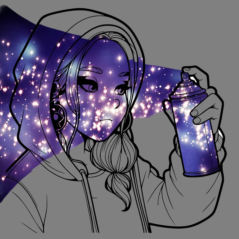 a realistic girl, spray painting