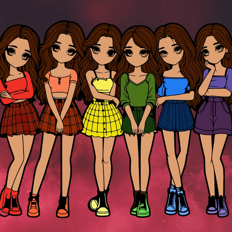 a group of girls realistic