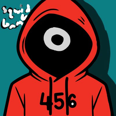 a person with non face waering a hoodie with a 456 symbol