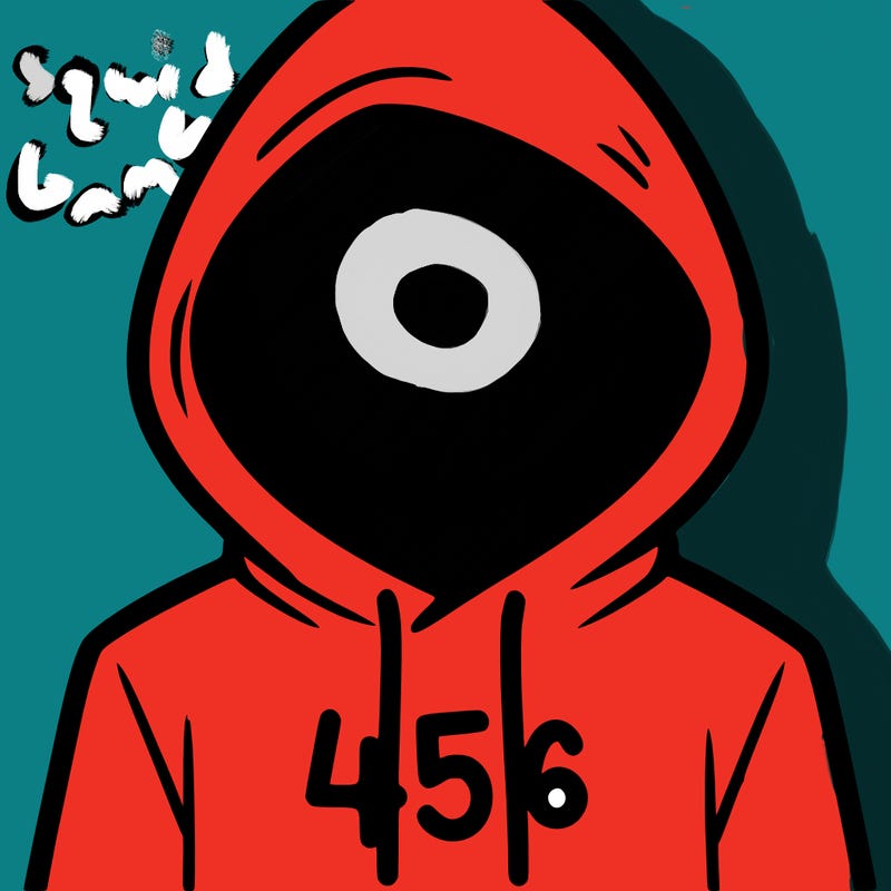 a person with non face waering a hoodie with a 456 symbol