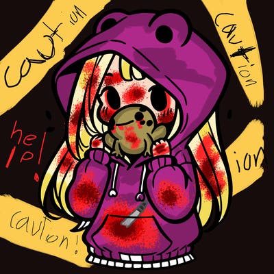 a girl holding a froggy hoodie