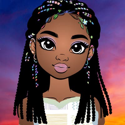 a realistic black girl with braids