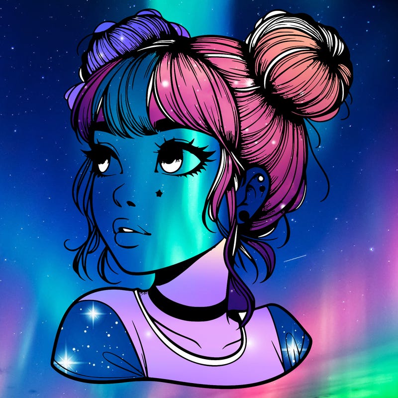realistic girl with spacebuns