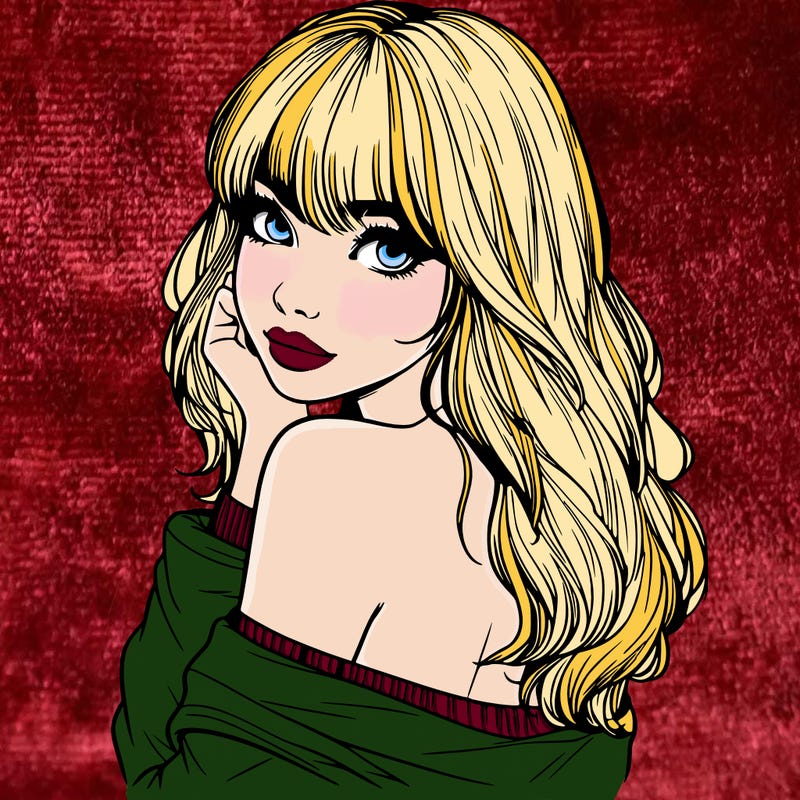 realistic girl with bangs looking over her shoulder