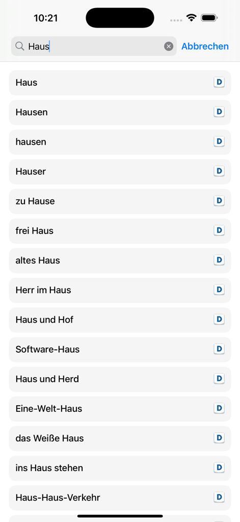 DWDS - DWDS app search results list for the German word Haus