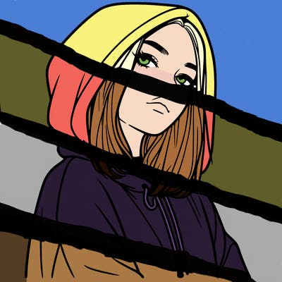 a realistic girl in a hoodie