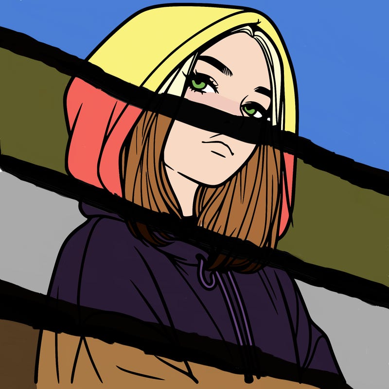 a realistic girl in a hoodie