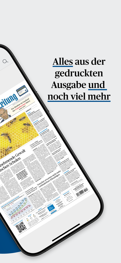 Smartphone screen displaying the digital edition of the Saarbruecker Zeitung newspaper