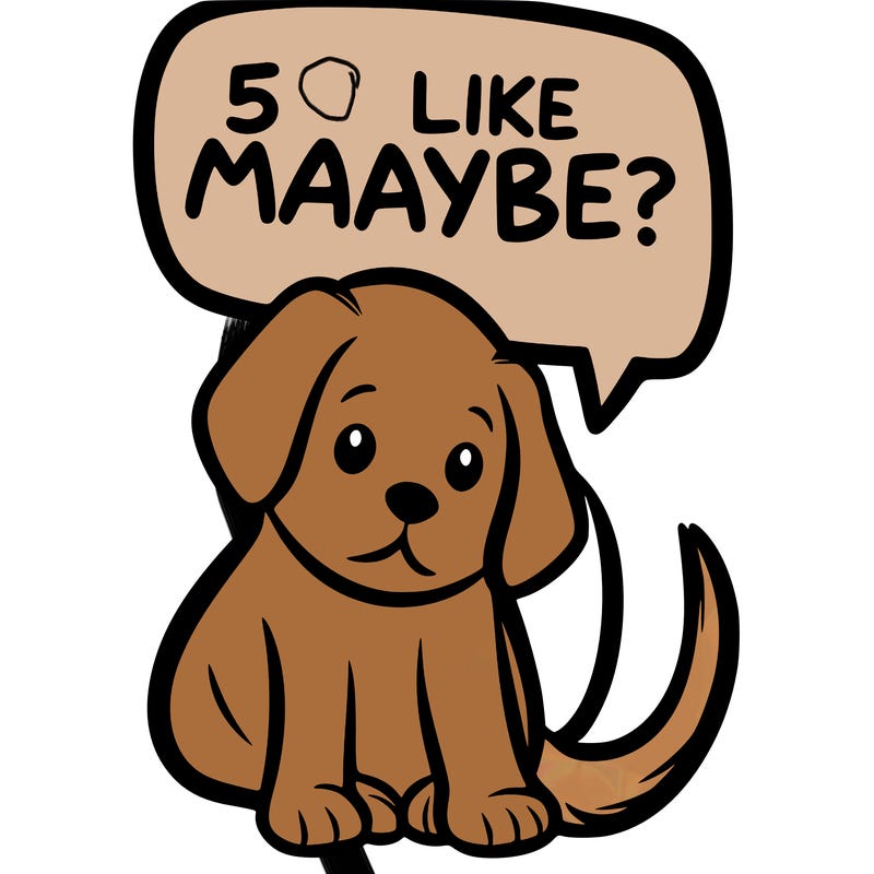a puppy that says 5 like maybe