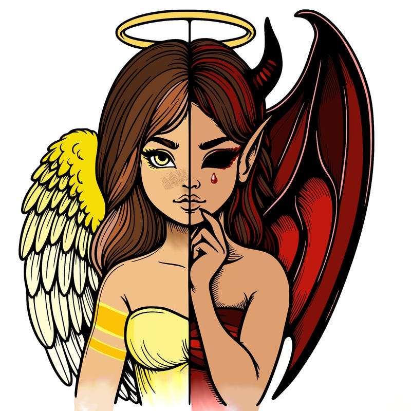 realistic angel half demon