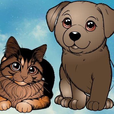 realistic cat and dog
