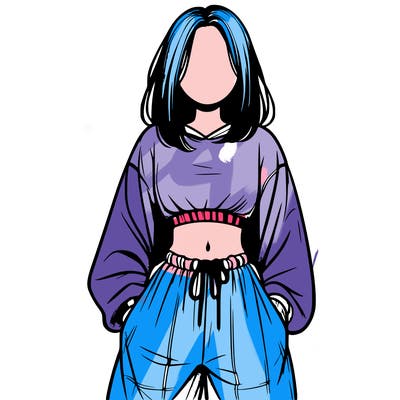 realistic girl faceless with baggy pants and a crop top