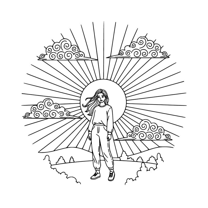 teenage girl by sunset