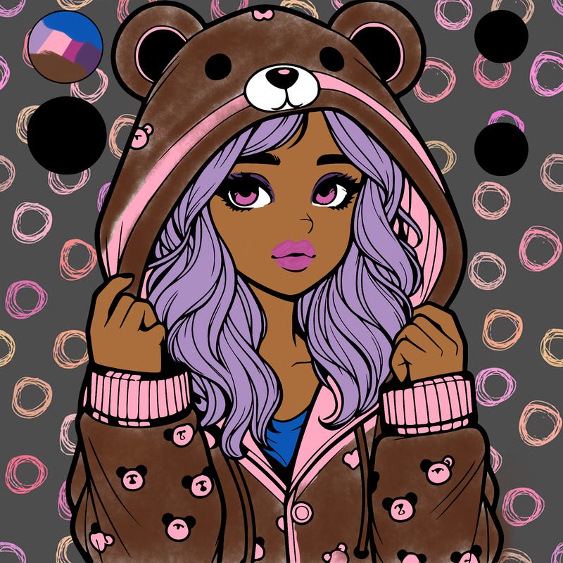 realistic girl in a animal pjs hoodie
