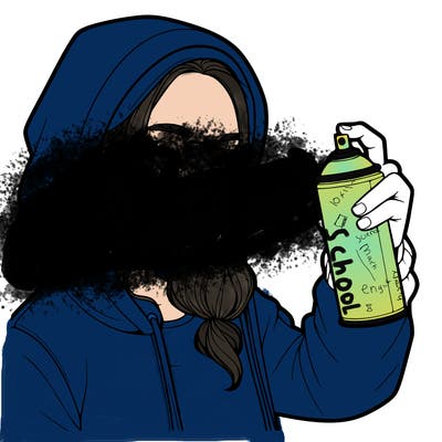 a realistic girl, spray painting