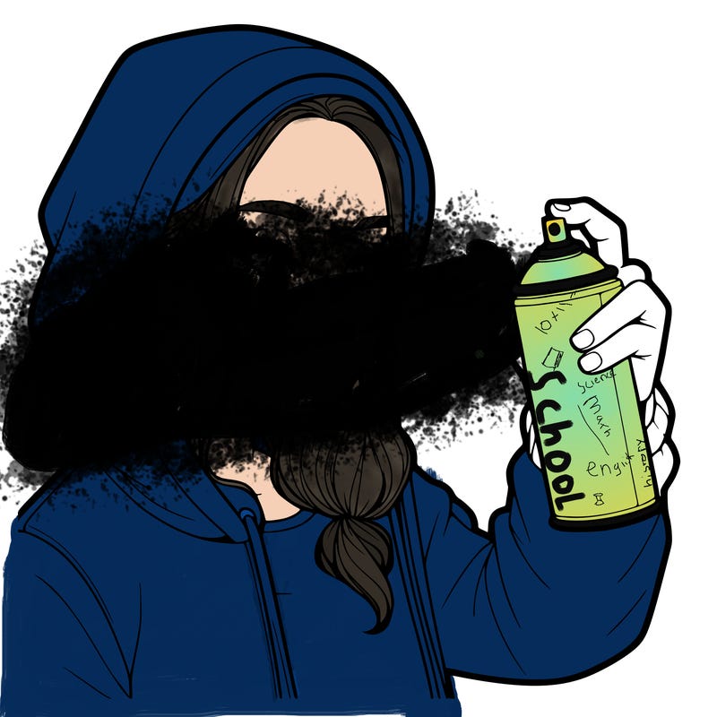 a realistic girl, spray painting