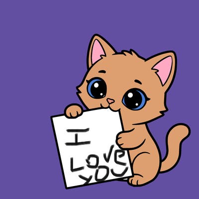 a small cat with a blank sheet of paper in its hand. the cat is sooooooo cute!