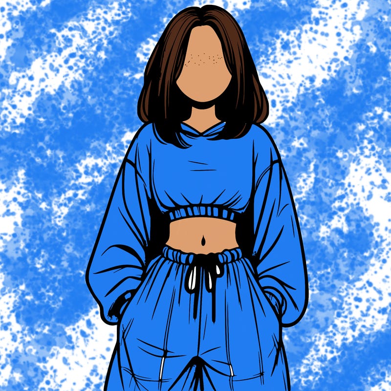realistic girl faceless with baggy pants and a crop top