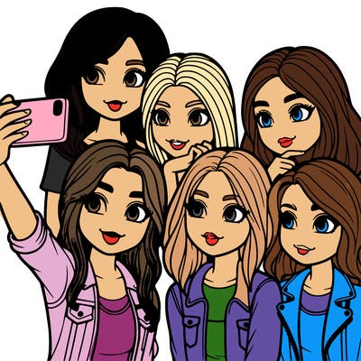 group of girls taking a selfie