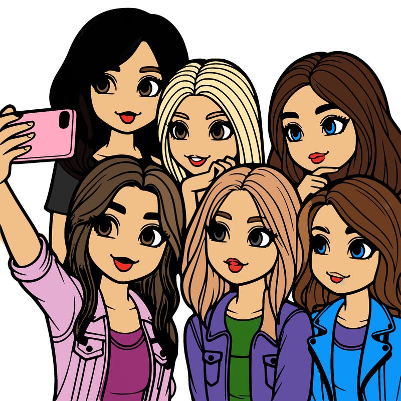 group of girls taking a selfie