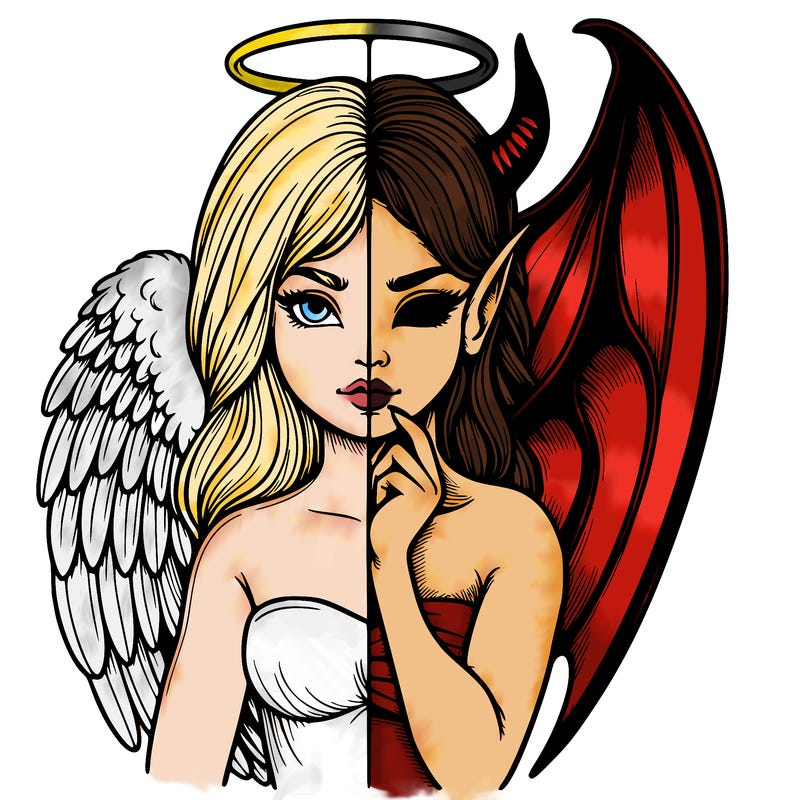 realistic angel half demon