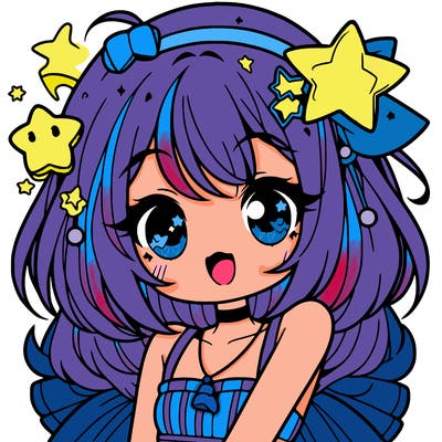 cute anime girl with star accessories