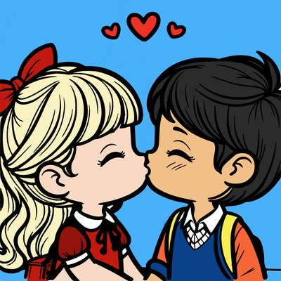 boy and girl kissing