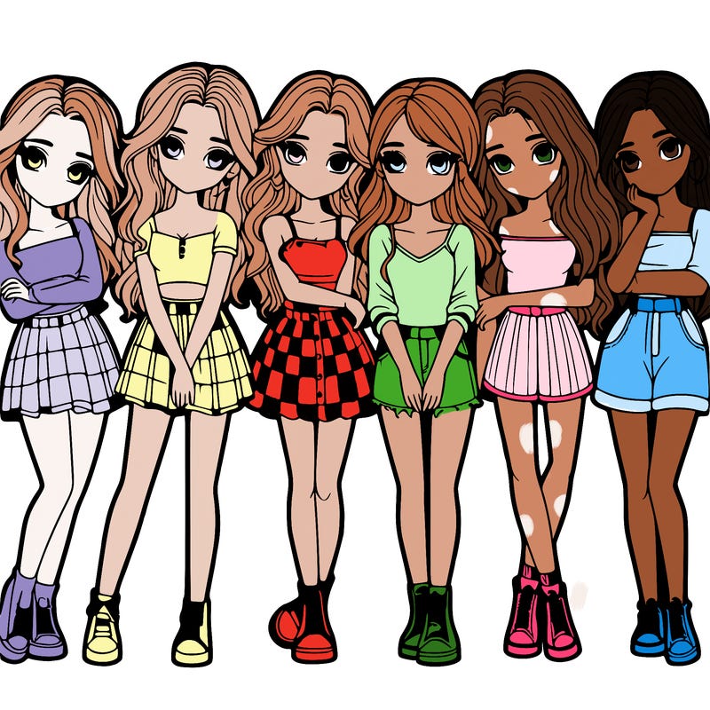 a group of girls realistic