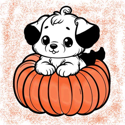 cute little puppy in a pumpkin
