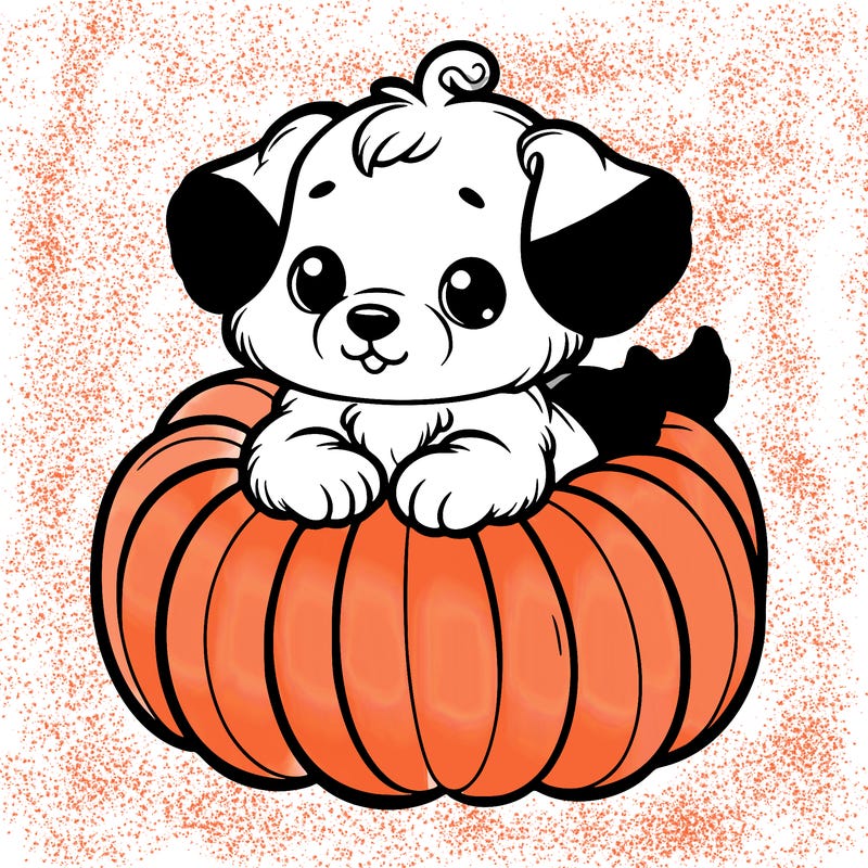 cute little puppy in a pumpkin
