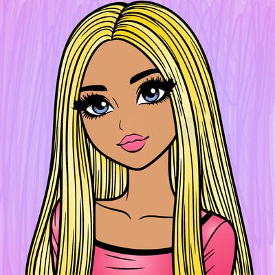 realistic girl with straight and long hair