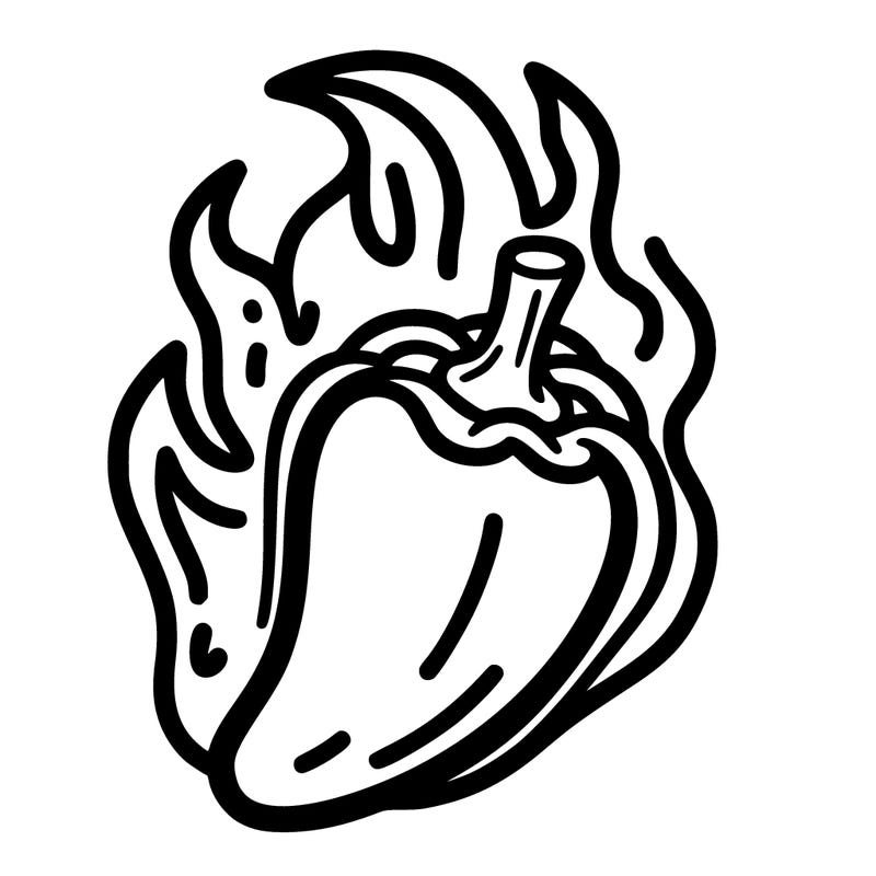 pepper with flames
