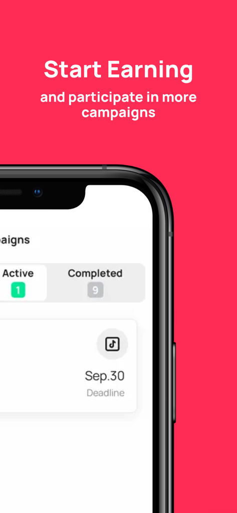 Sound.me - Sound.me app interface showing TikTok campaigns for creators to start earning